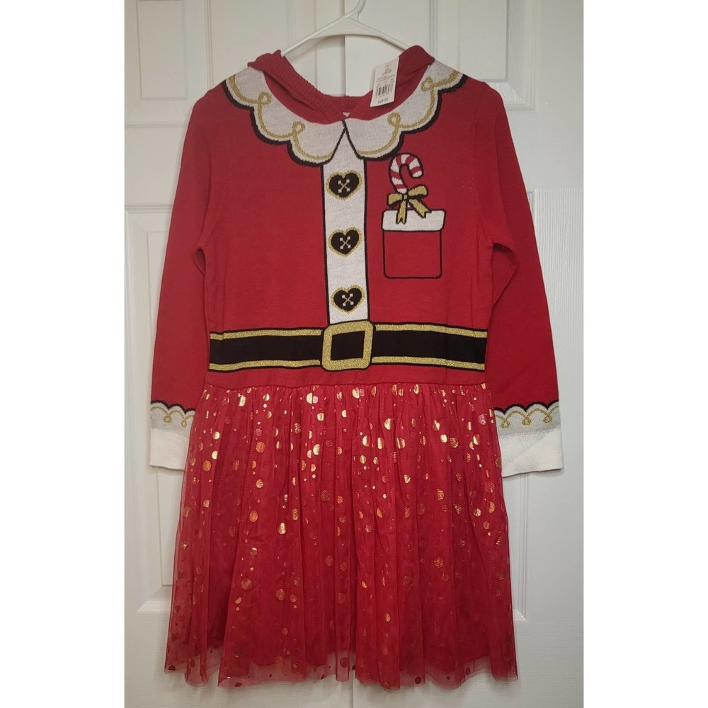 Girls' Santa Sweater Dress Red- Size Large Plus